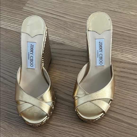 Jimmy Choo Gold Wedge Shoes Elegant Design